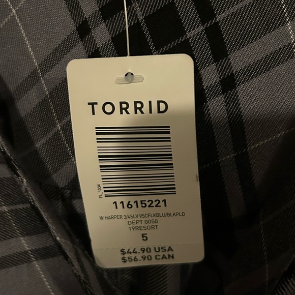 Torrid 5XL plaid blouse - Picture 2 of 2
